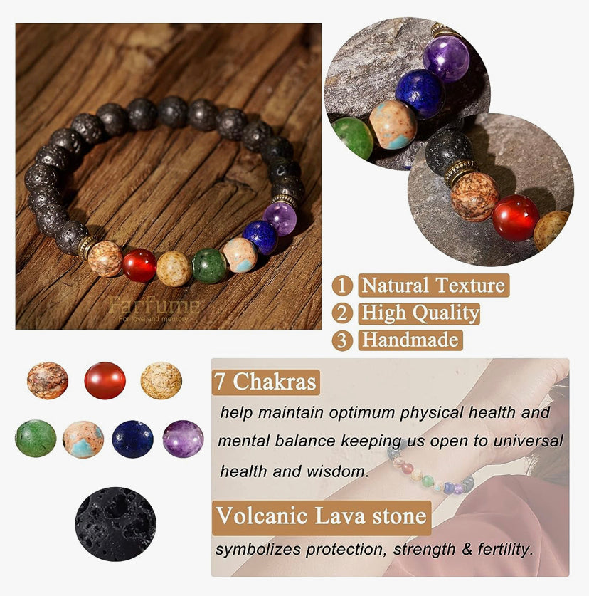 - Healing Crystals Bracelet Women Natural Gemstones Yoga Reiki Bangle- A Set of Double Bracelets