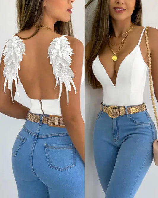 Angel Wings Decor Backless Cami Top
