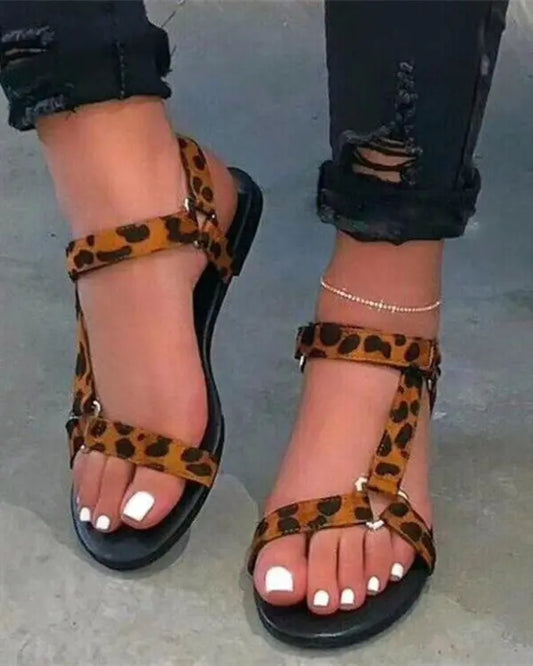 Cheetah Print Ankle Strap Sandals